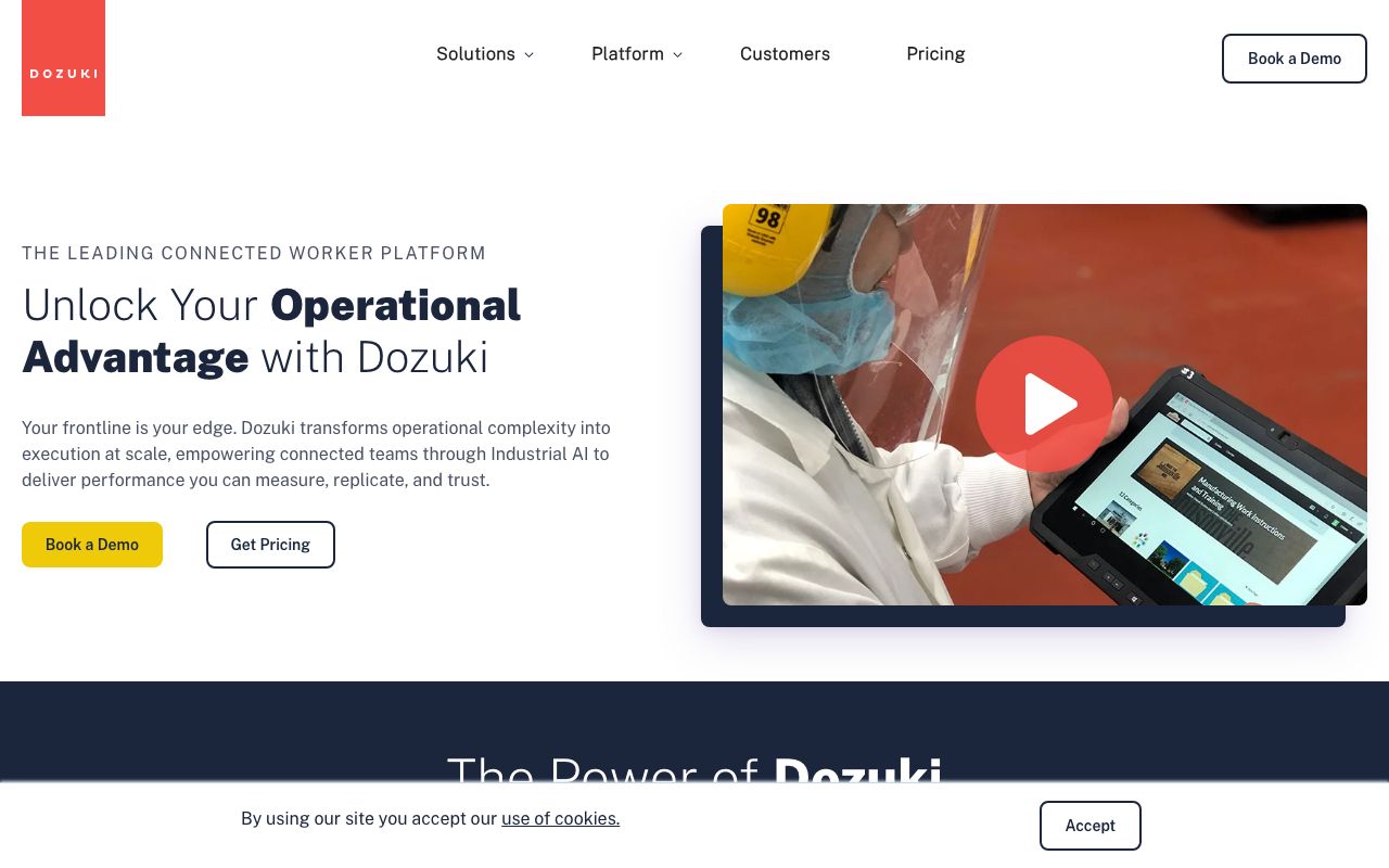 Dozuki digital work instructions platform landing page